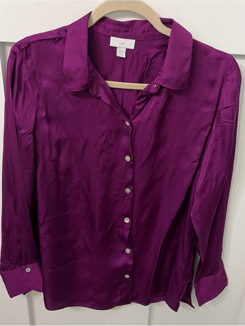 J. Jill satin look  Button-Up Blouse in violet purple